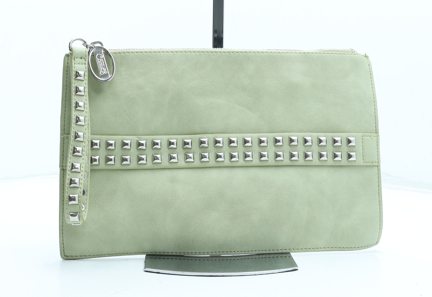 Carlos Womens Green Polyurethane Clutch Size Small