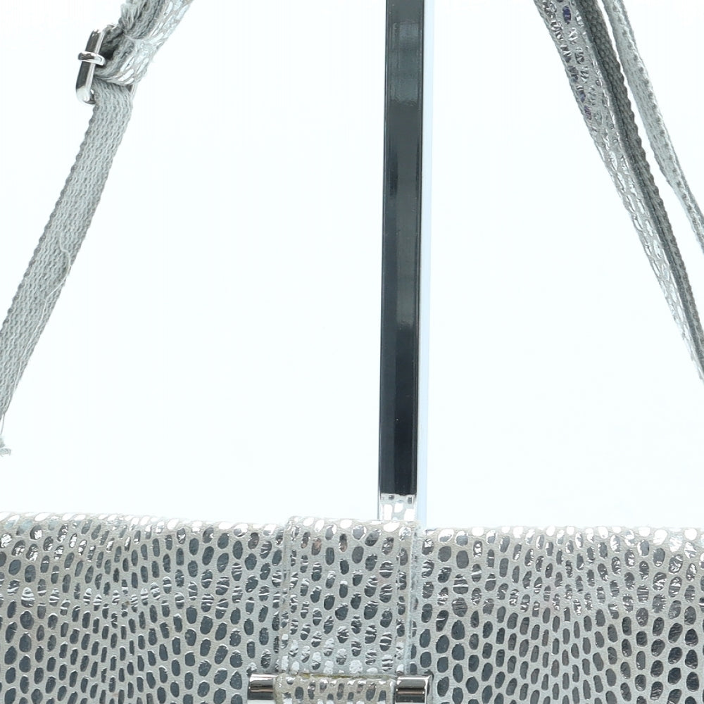 Malissa J Womens Silver Animal Print Polyester Shoulder Bag Size Small