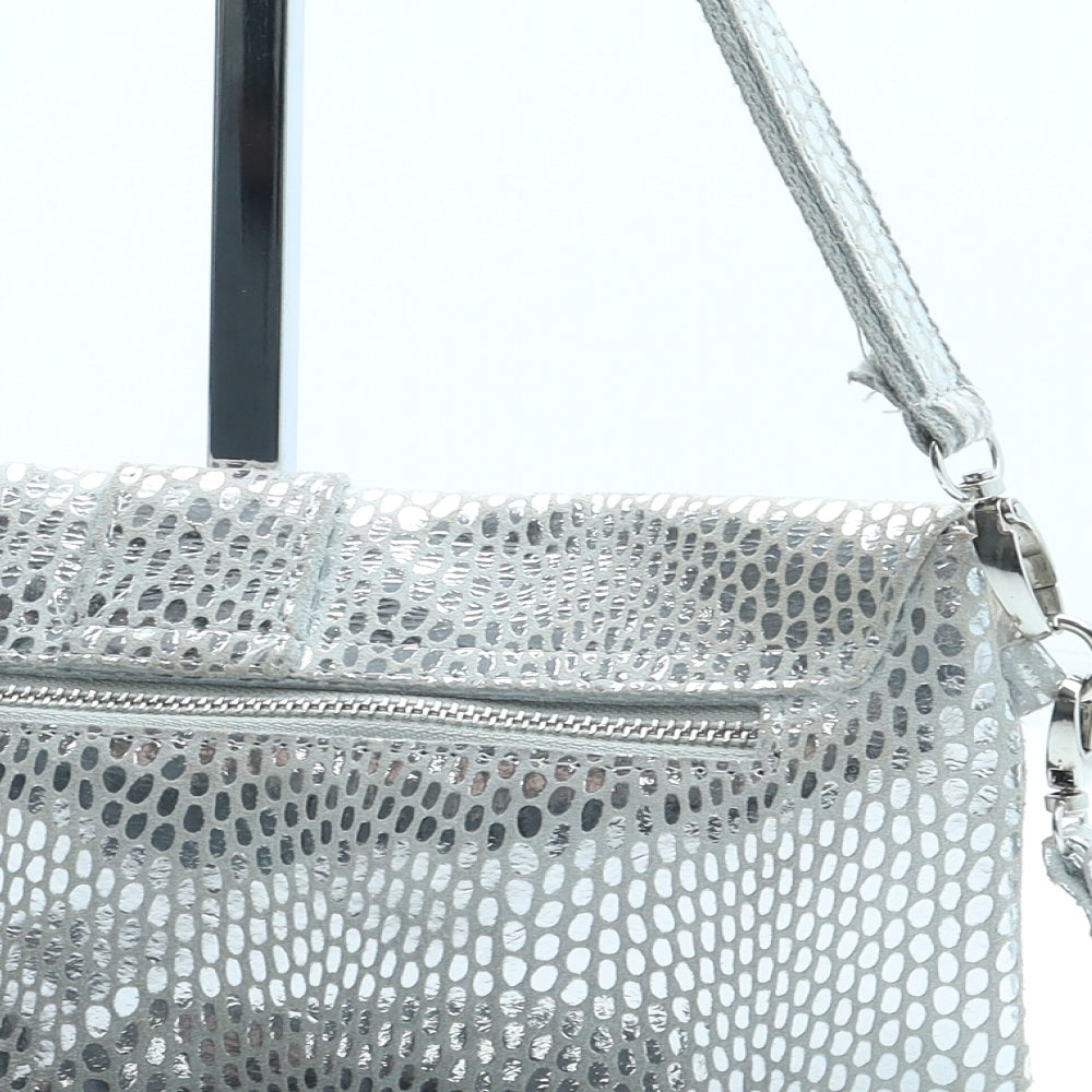 Malissa J Womens Silver Animal Print Polyester Shoulder Bag Size Small