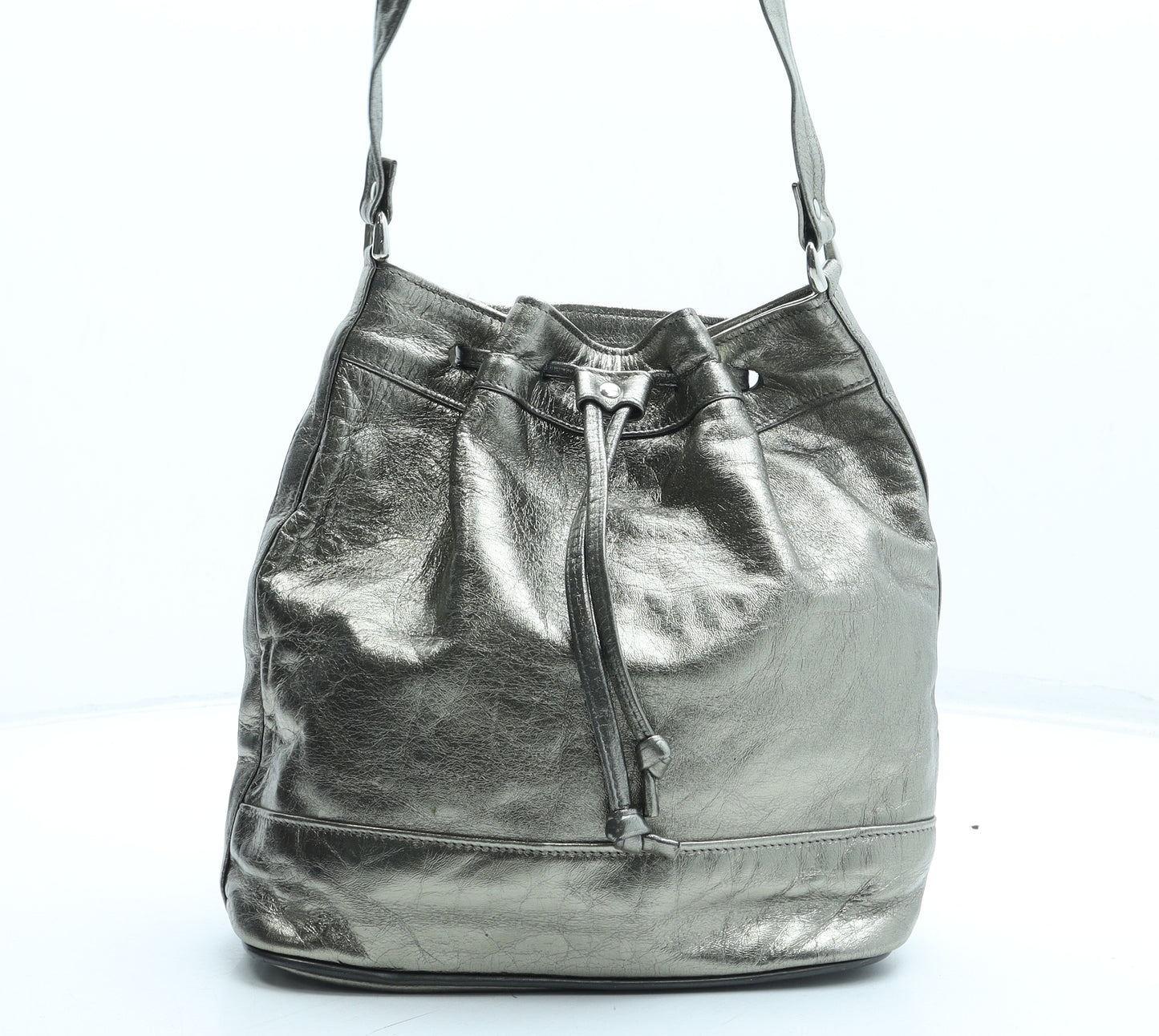Jane Shilton Womens Gold Polyurethane Bucket & Drawstring Bag Size Medium