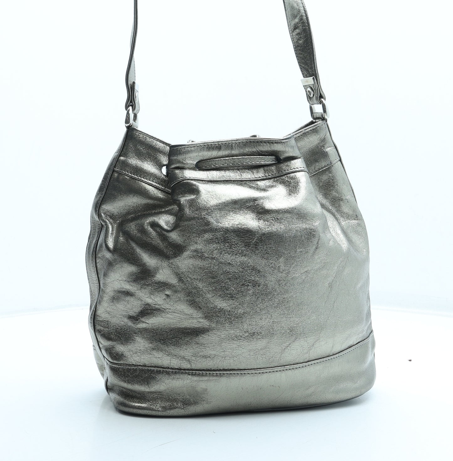 Jane Shilton Womens Gold Polyurethane Bucket & Drawstring Bag Size Medium