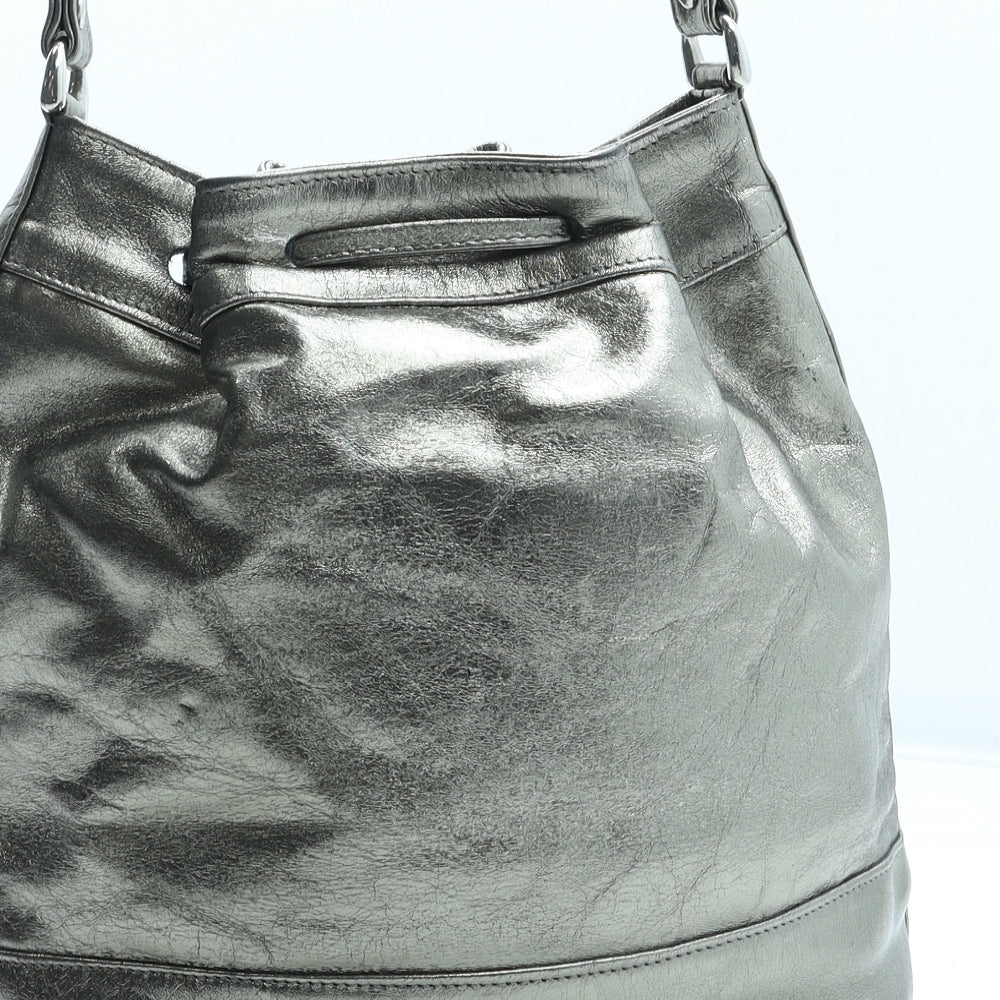 Jane Shilton Womens Gold Polyurethane Bucket & Drawstring Bag Size Medium