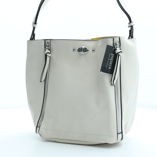 Papaya Womens Beige Polyurethane Shoulder Bag Size Medium
