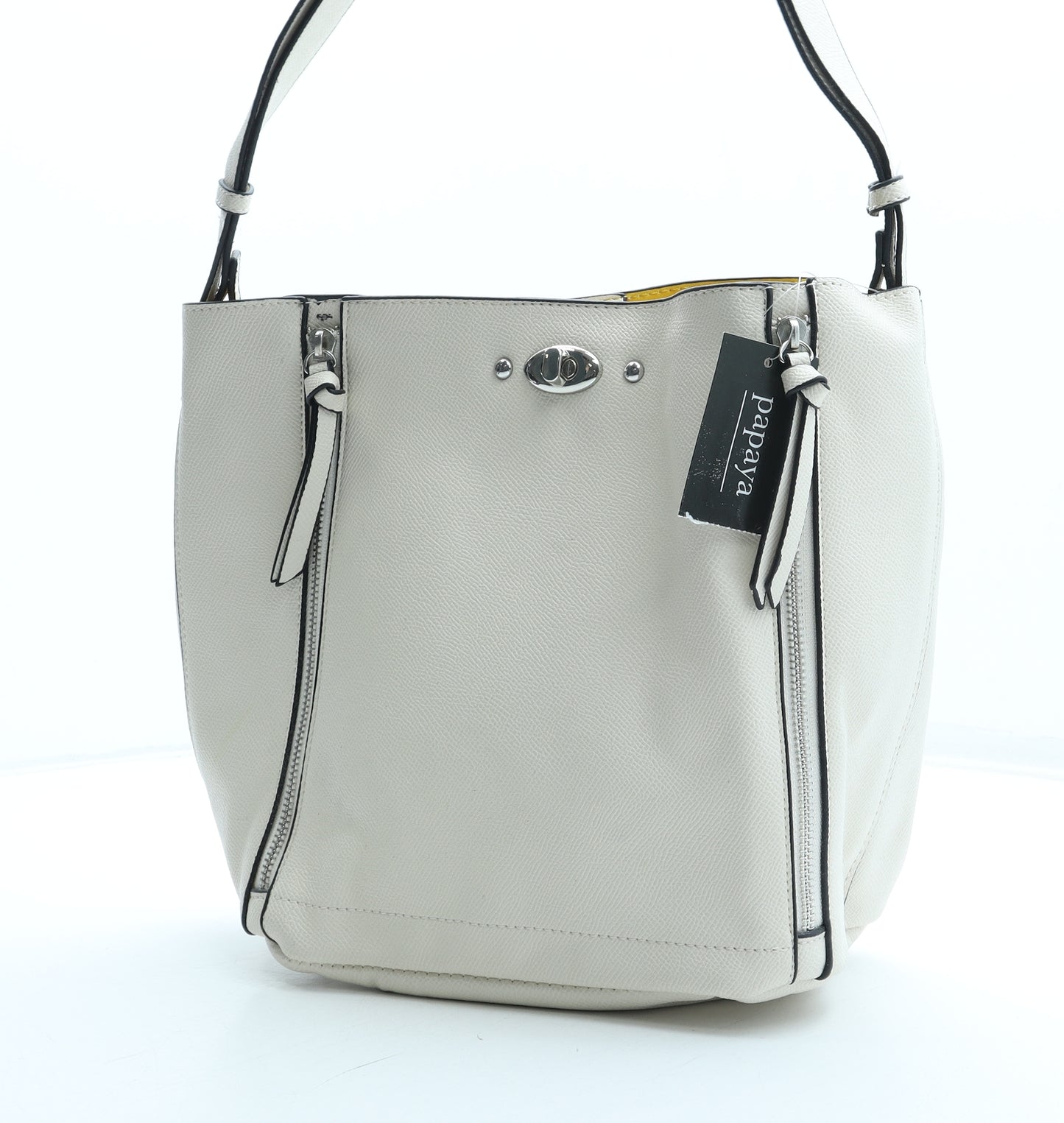 Papaya Womens Beige Polyurethane Shoulder Bag Size Medium