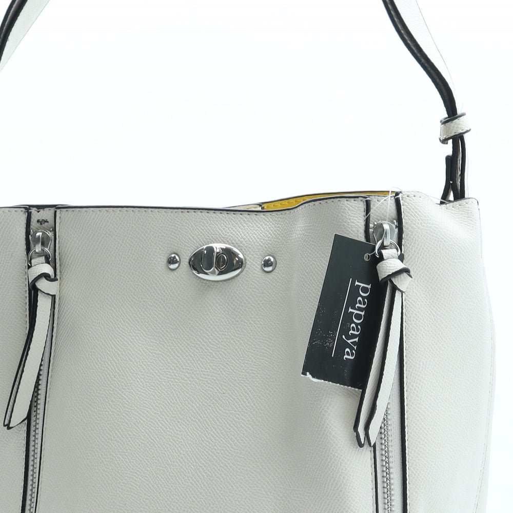 Papaya Womens Beige Polyurethane Shoulder Bag Size Medium