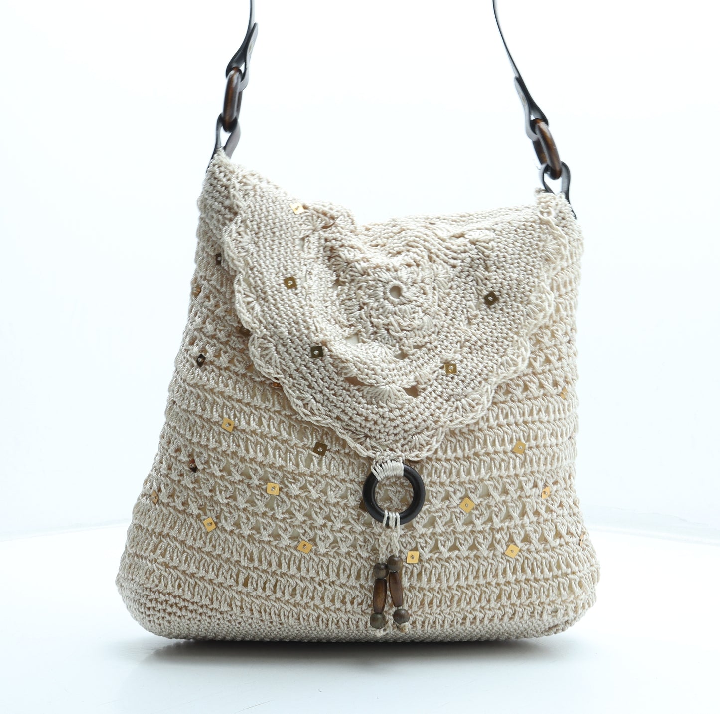 Bonmarché Womens Beige Polyester Shoulder Bag Size Medium