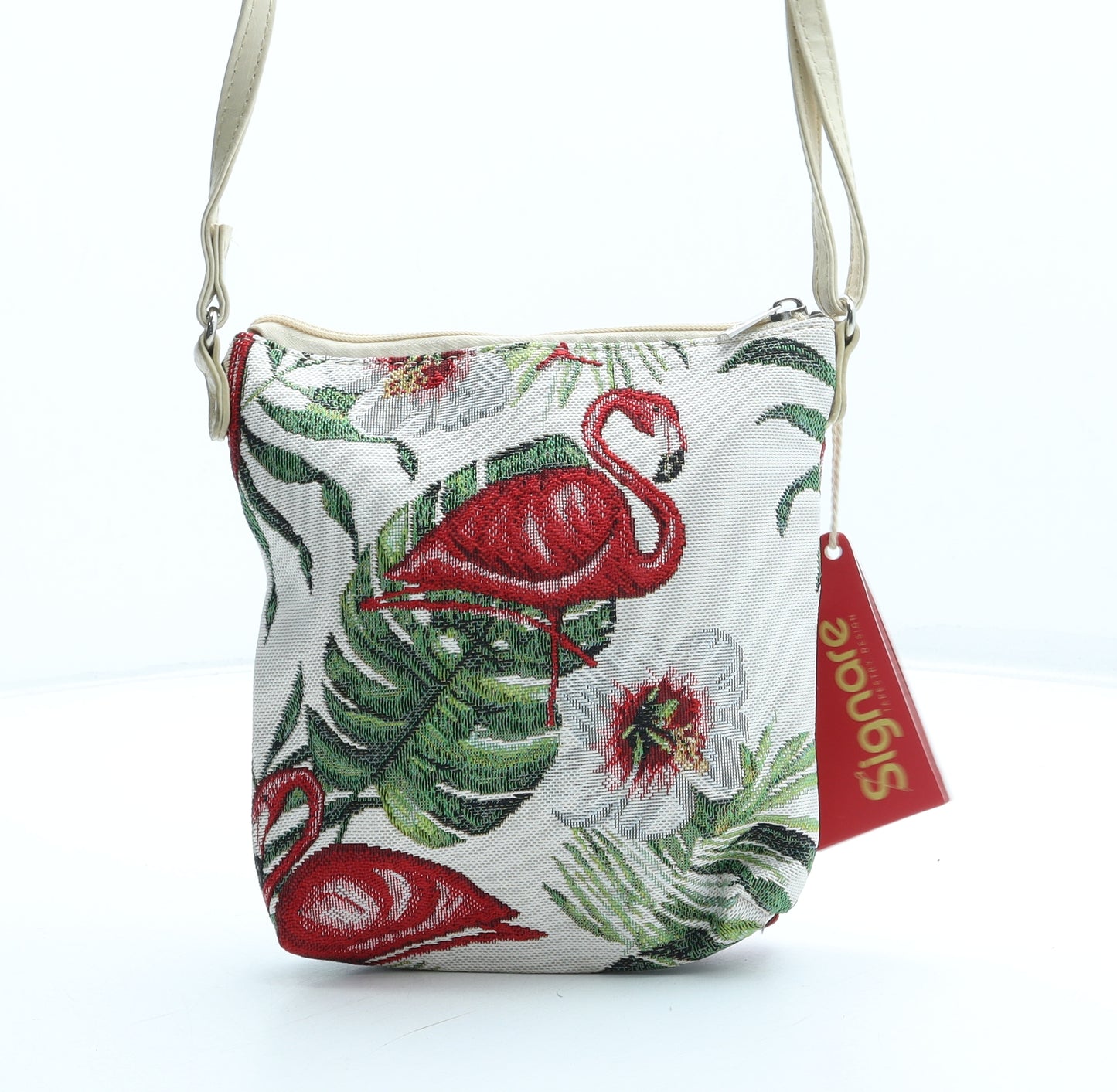 Signare Womens Multicoloured Geometric Polyester Shoulder Bag Size Small - Flamingo