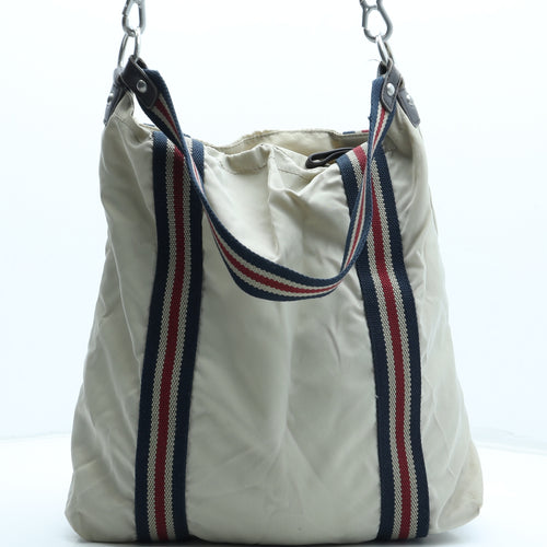 Tommy Hilfiger Mens Beige Striped Polyester Crossbody Size Medium - Logo