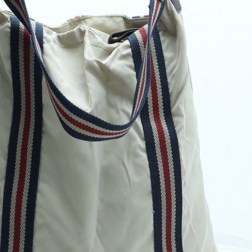 Tommy Hilfiger Mens Beige Striped Polyester Crossbody Size Medium - Logo