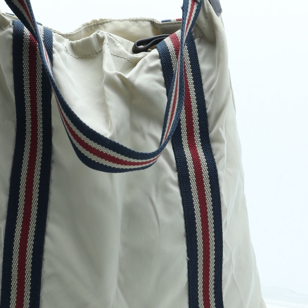 Tommy Hilfiger Mens Beige Striped Polyester Crossbody Size Medium - Logo