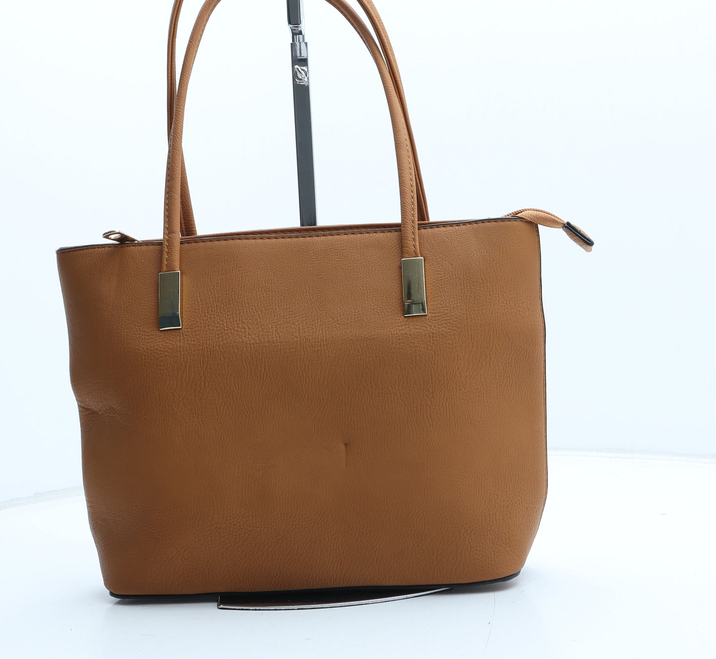 Preworn Womens Brown Polyurethane Top Handle Bag Size Medium