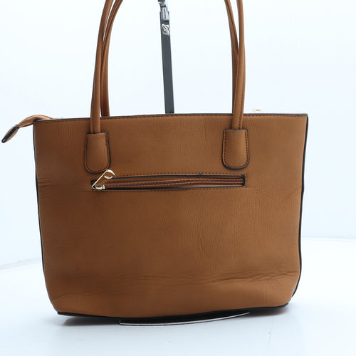 Preworn Womens Brown Polyurethane Top Handle Bag Size Medium