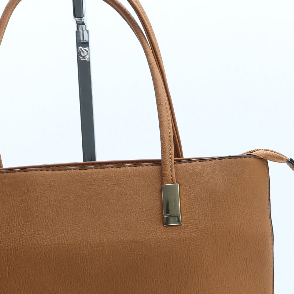Preworn Womens Brown Polyurethane Top Handle Bag Size Medium