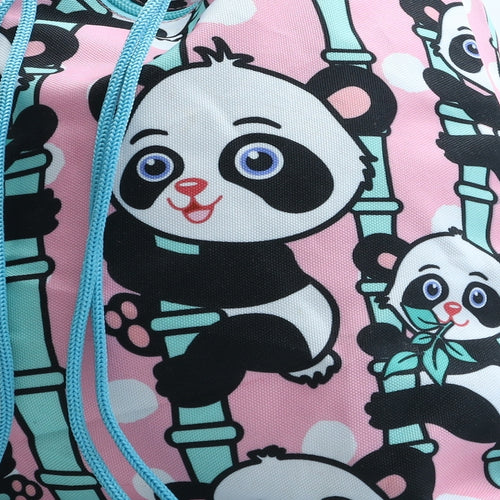 Fringoo Girls Pink Geometric Polyester Bucket & Drawstring Bag Size Large Drawstring - Panda