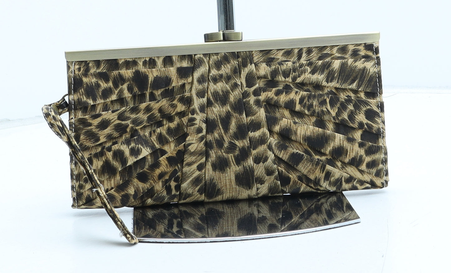 New Look Womens Beige Animal Print Polyester Clutch Size Small - Leopard Print