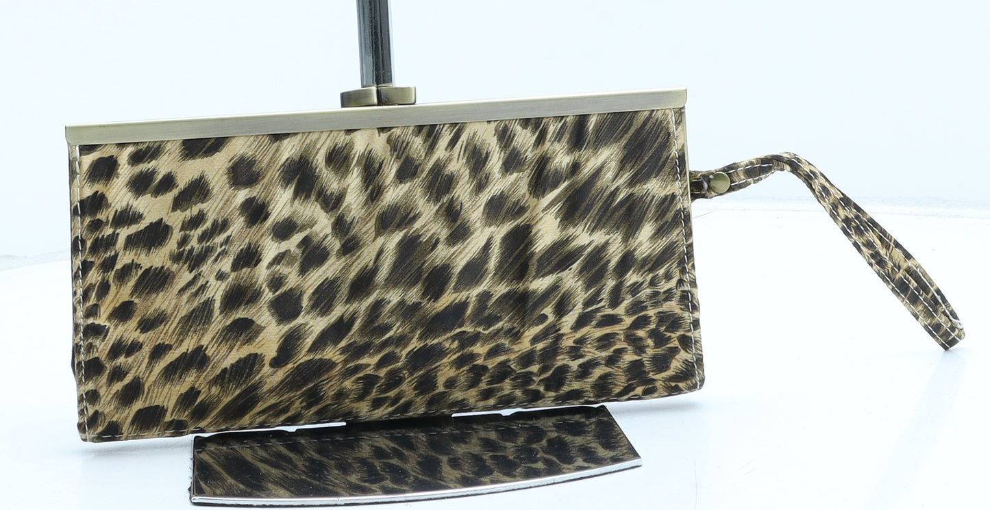 New Look Womens Beige Animal Print Polyester Clutch Size Small - Leopard Print
