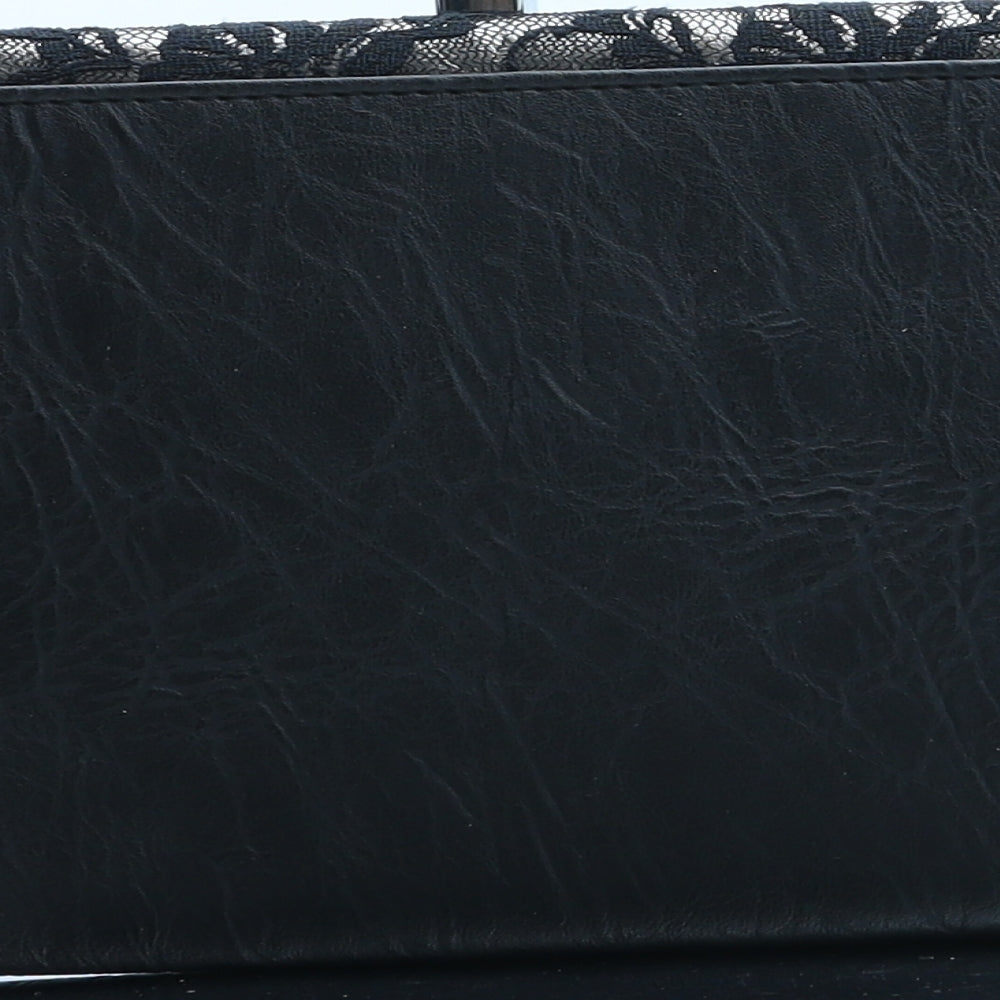 F&F Womens Black Floral PVC Clutch Size Medium