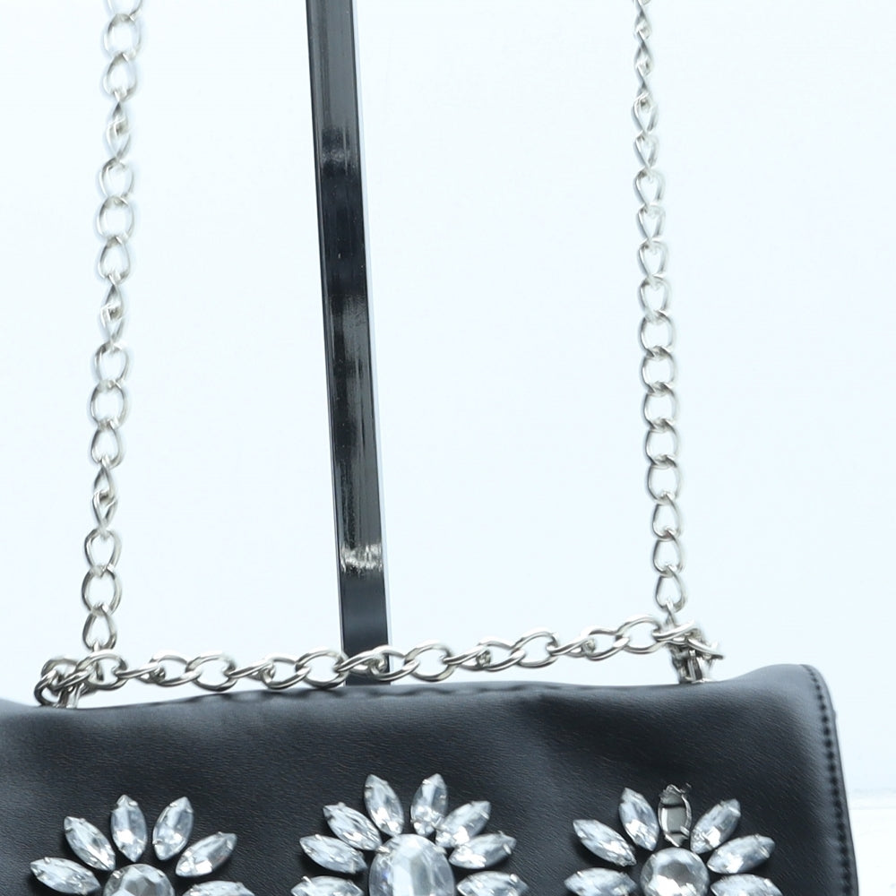 Preworn Womens Black Polyurethane Crossbody Size Small