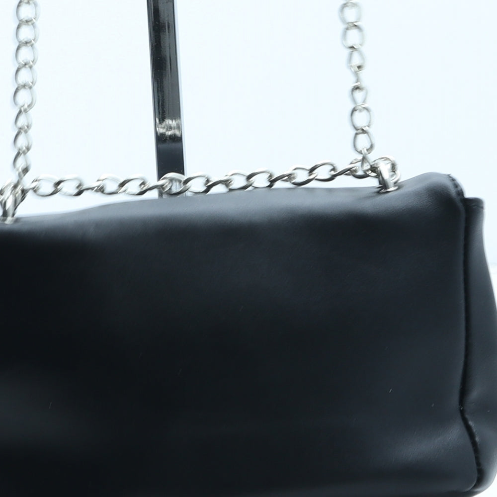 Preworn Womens Black Polyurethane Crossbody Size Small