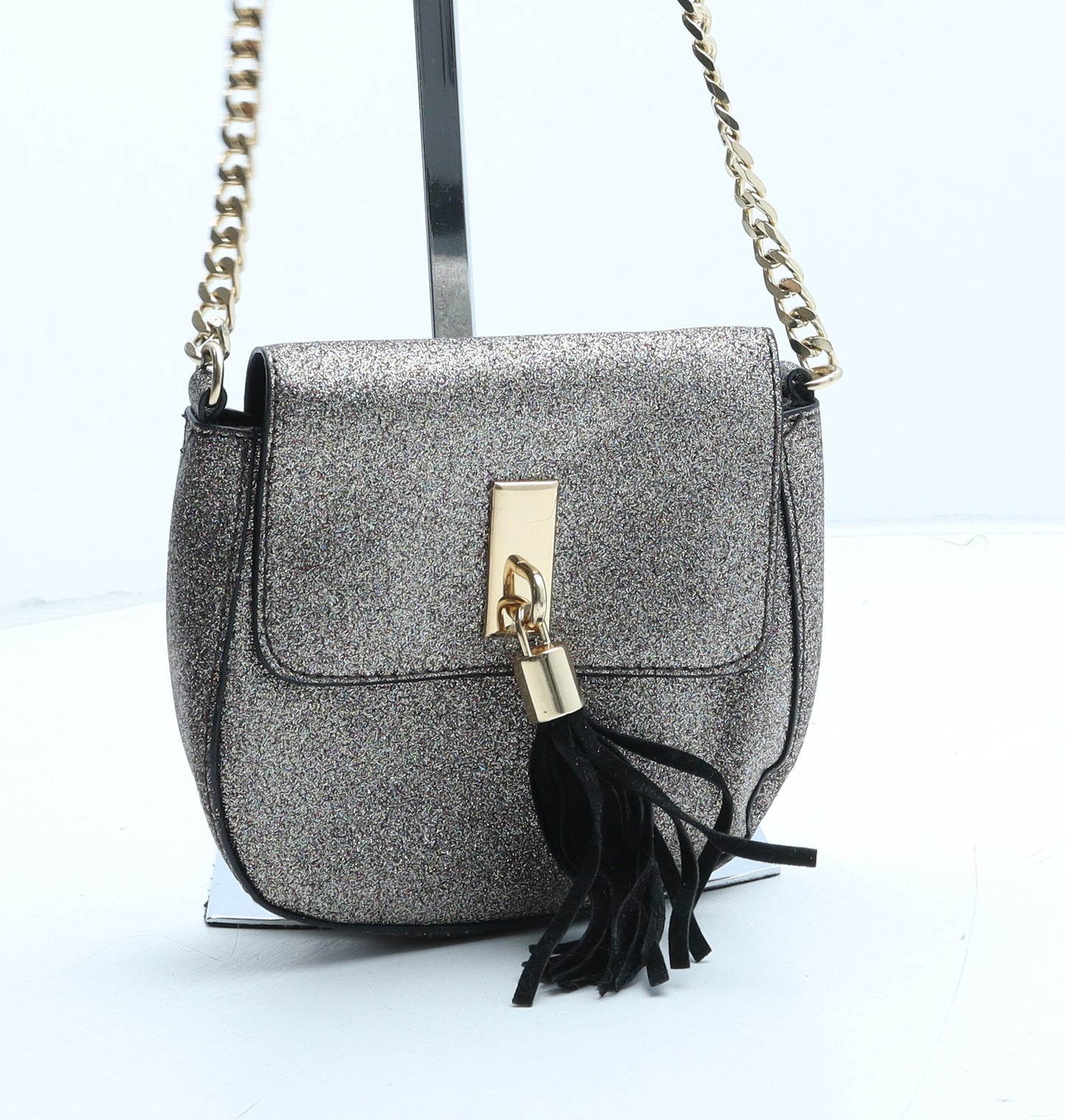 Topshop Womens Gold Polyethylene Crossbody Size Small