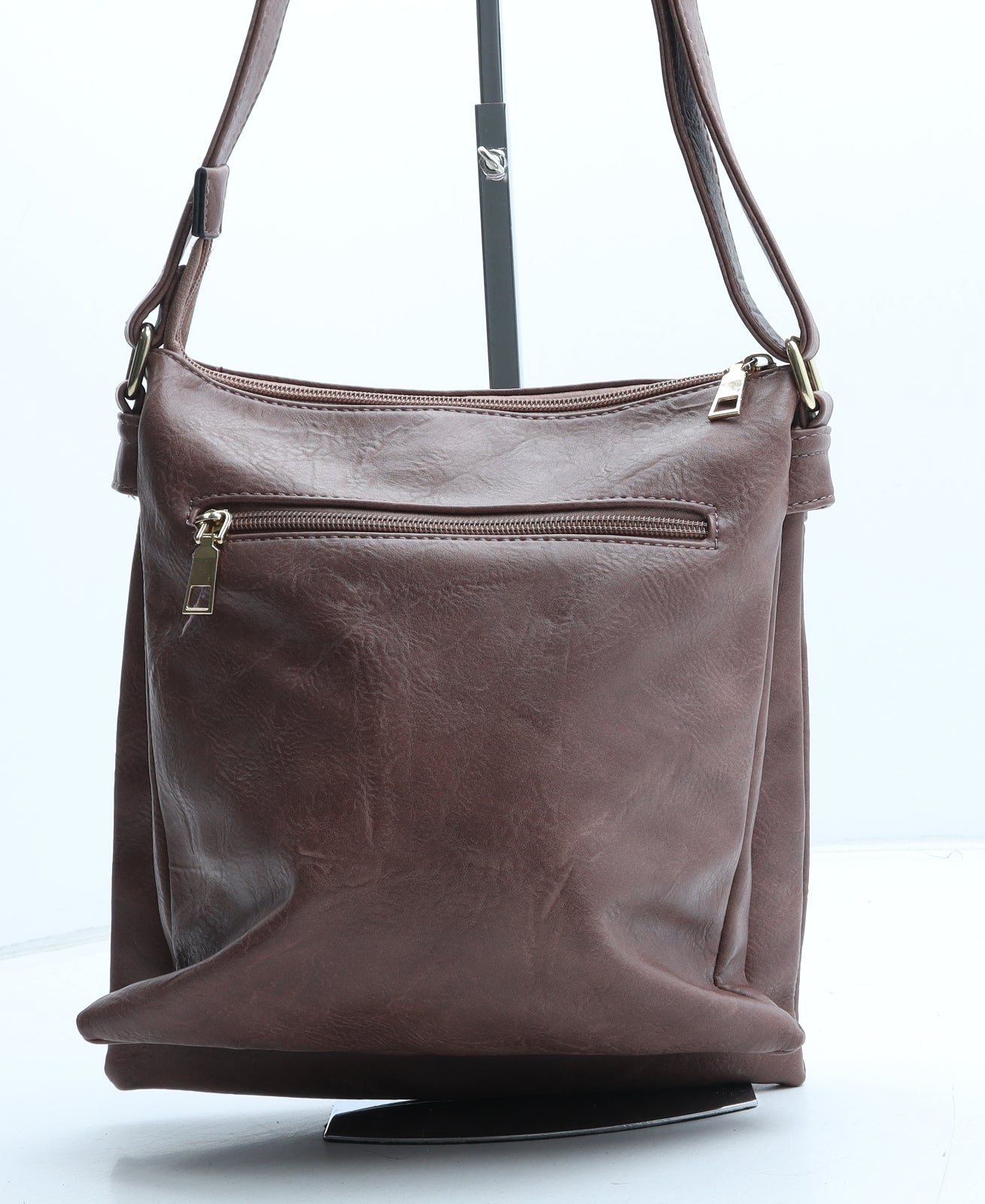 Preworn Womens Brown Polyurethane Crossbody Size Small