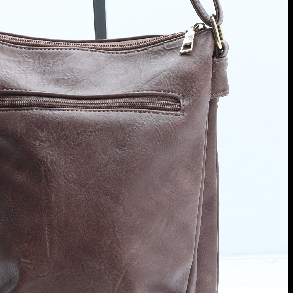 Preworn Womens Brown Polyurethane Crossbody Size Small