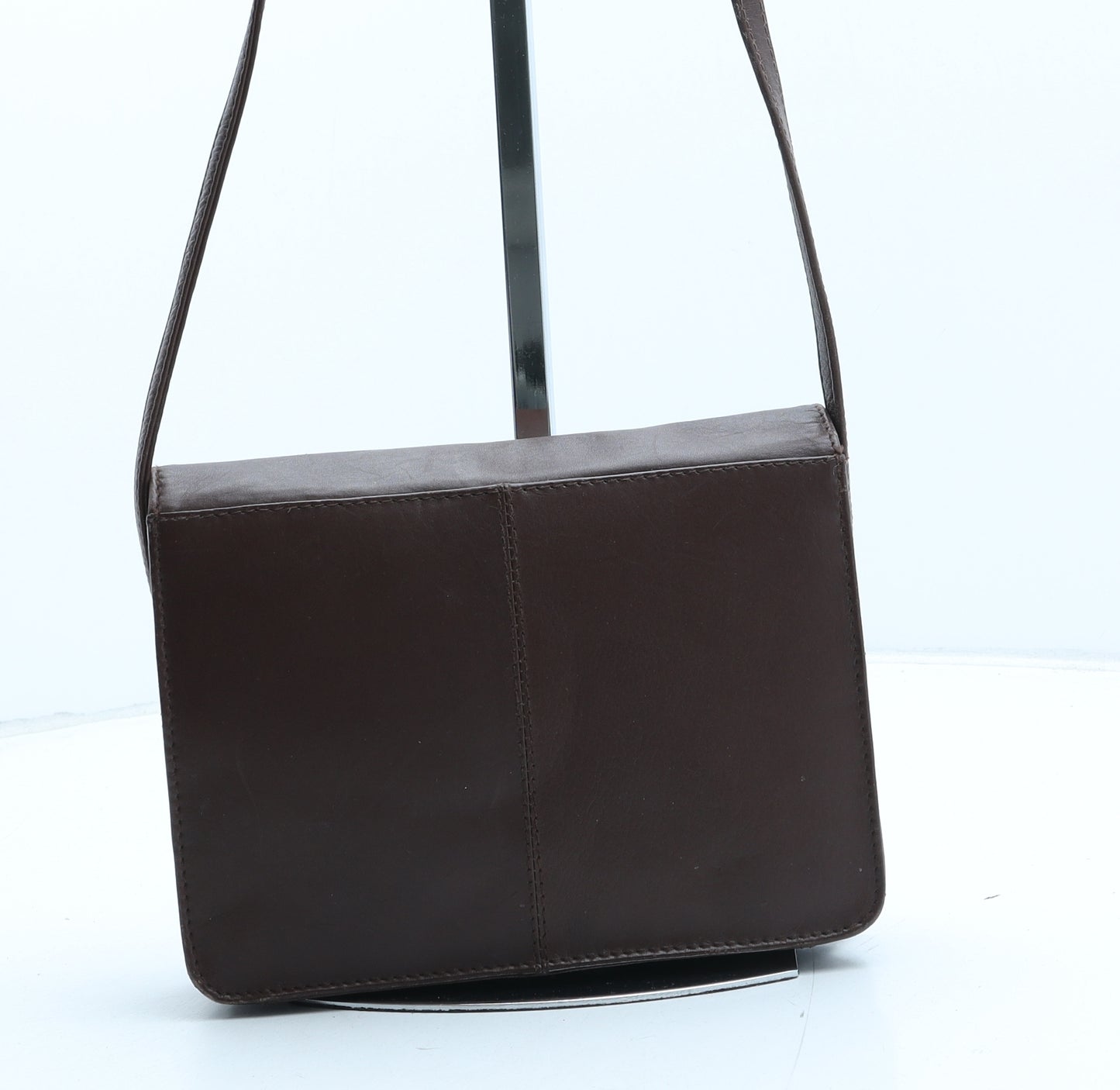 Preworn Womens Brown Polyurethane Crossbody Size Small