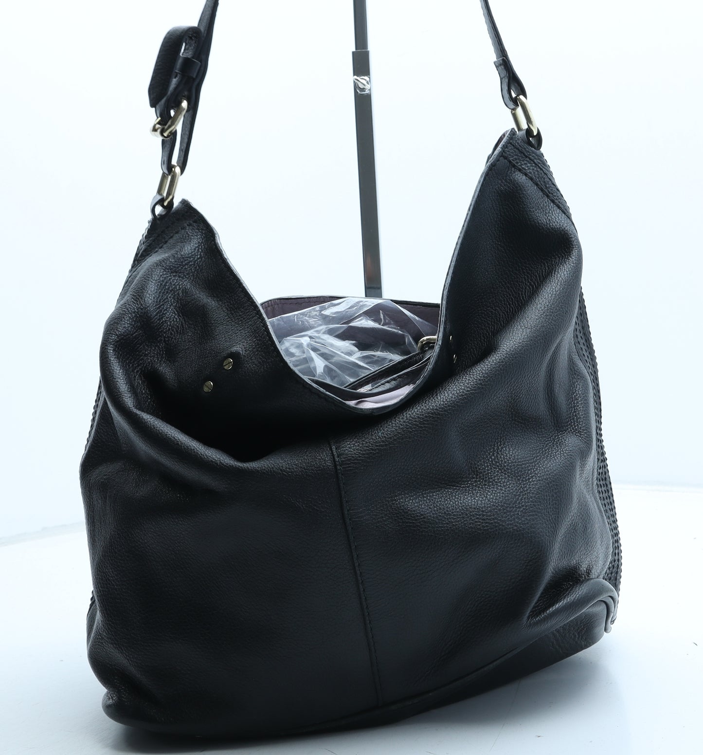 Topman Womens Black Polyurethane Shoulder Bag Size Large