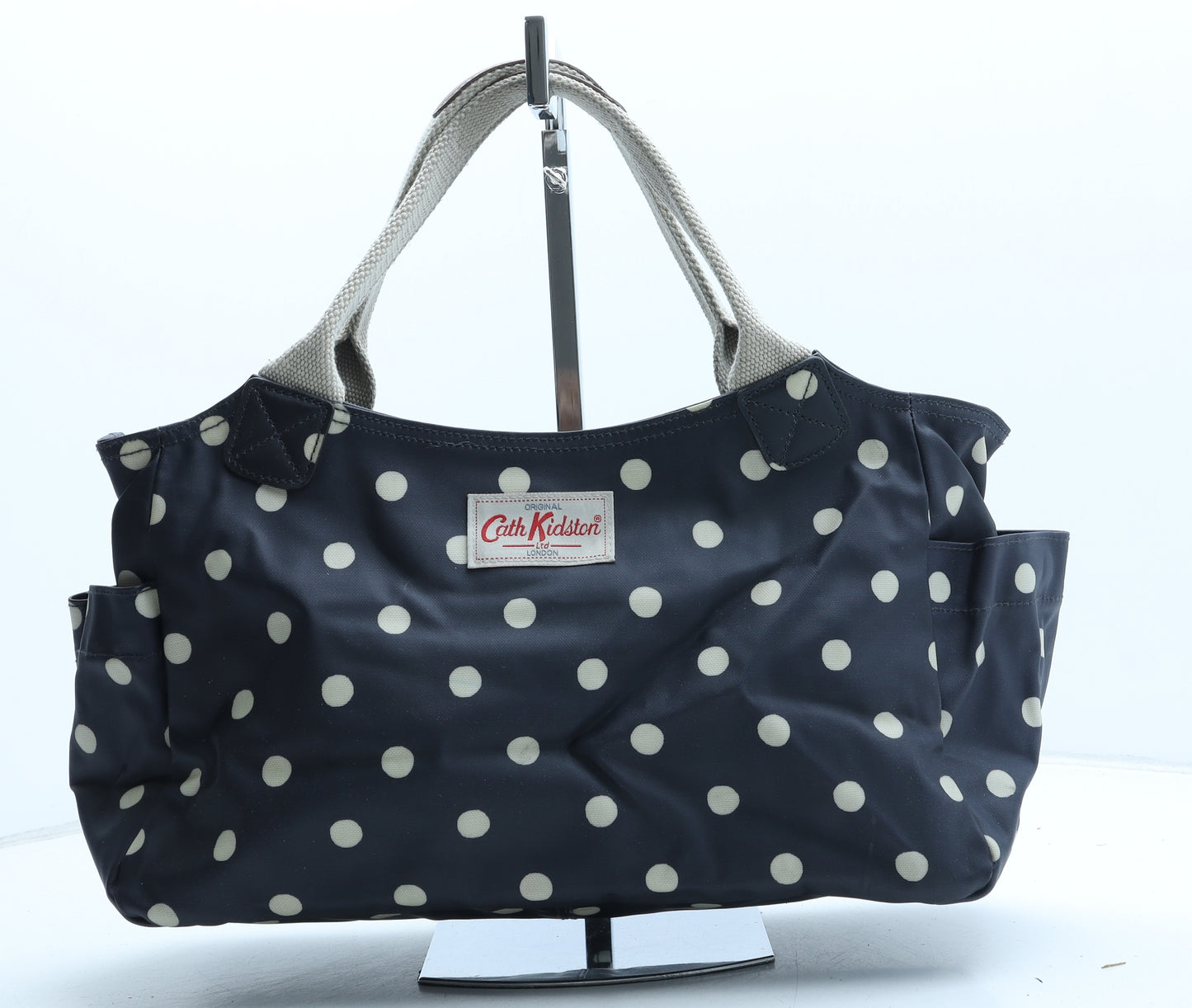 Cath Kidston Womens Blue Polka Dot PVC Top Handle Bag Size Medium