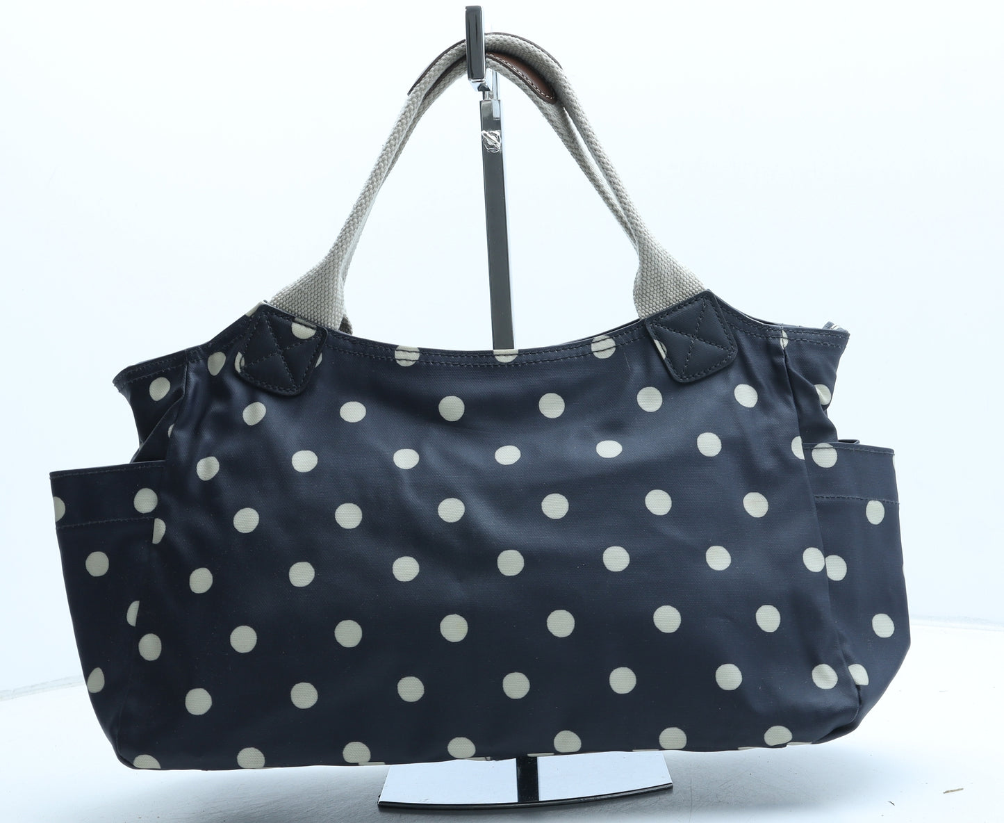 Cath Kidston Womens Blue Polka Dot PVC Top Handle Bag Size Medium