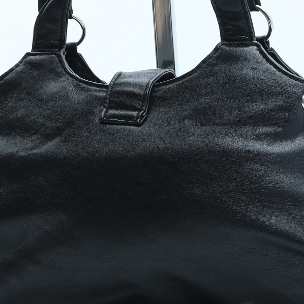 Preworn Womens Black Polyurethane Shoulder Bag Size Small