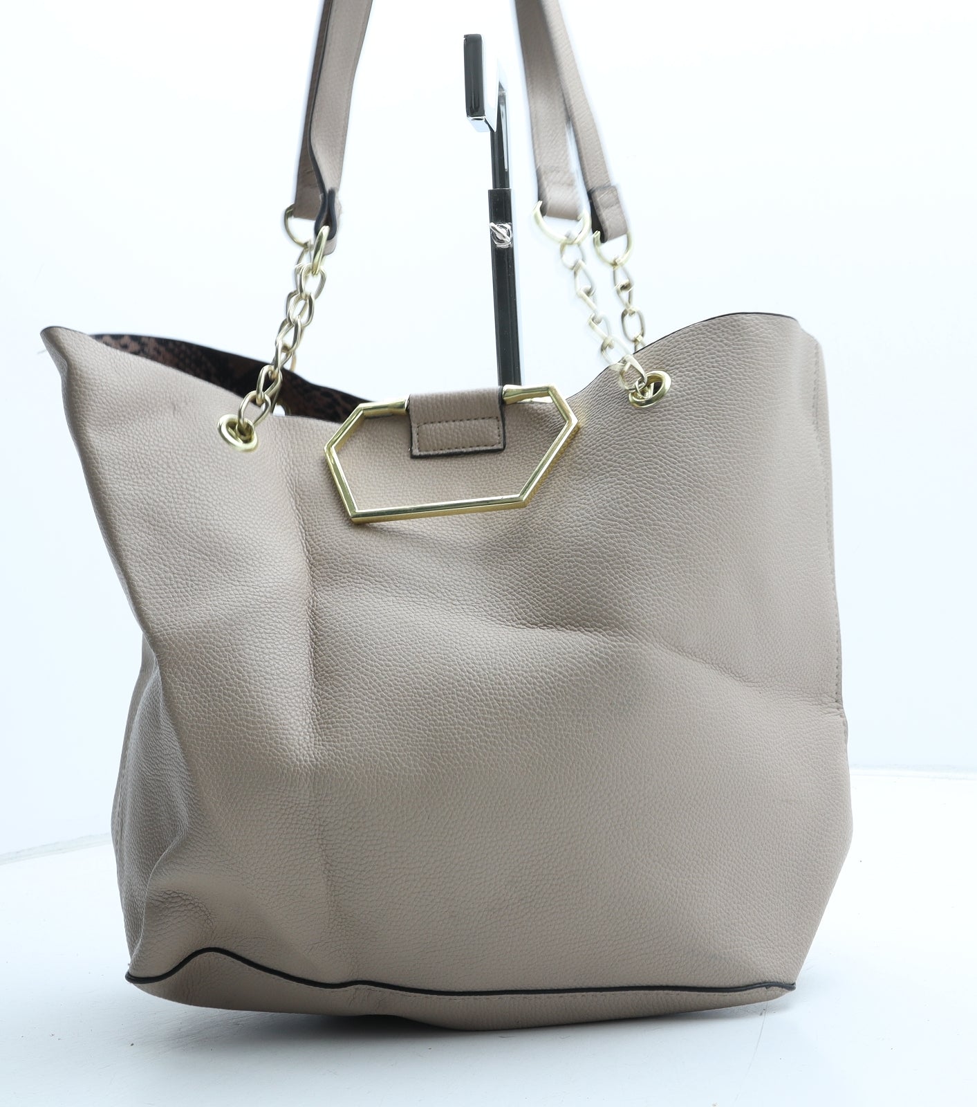 Peacocks Womens Beige Polyurethane Tote Size Large