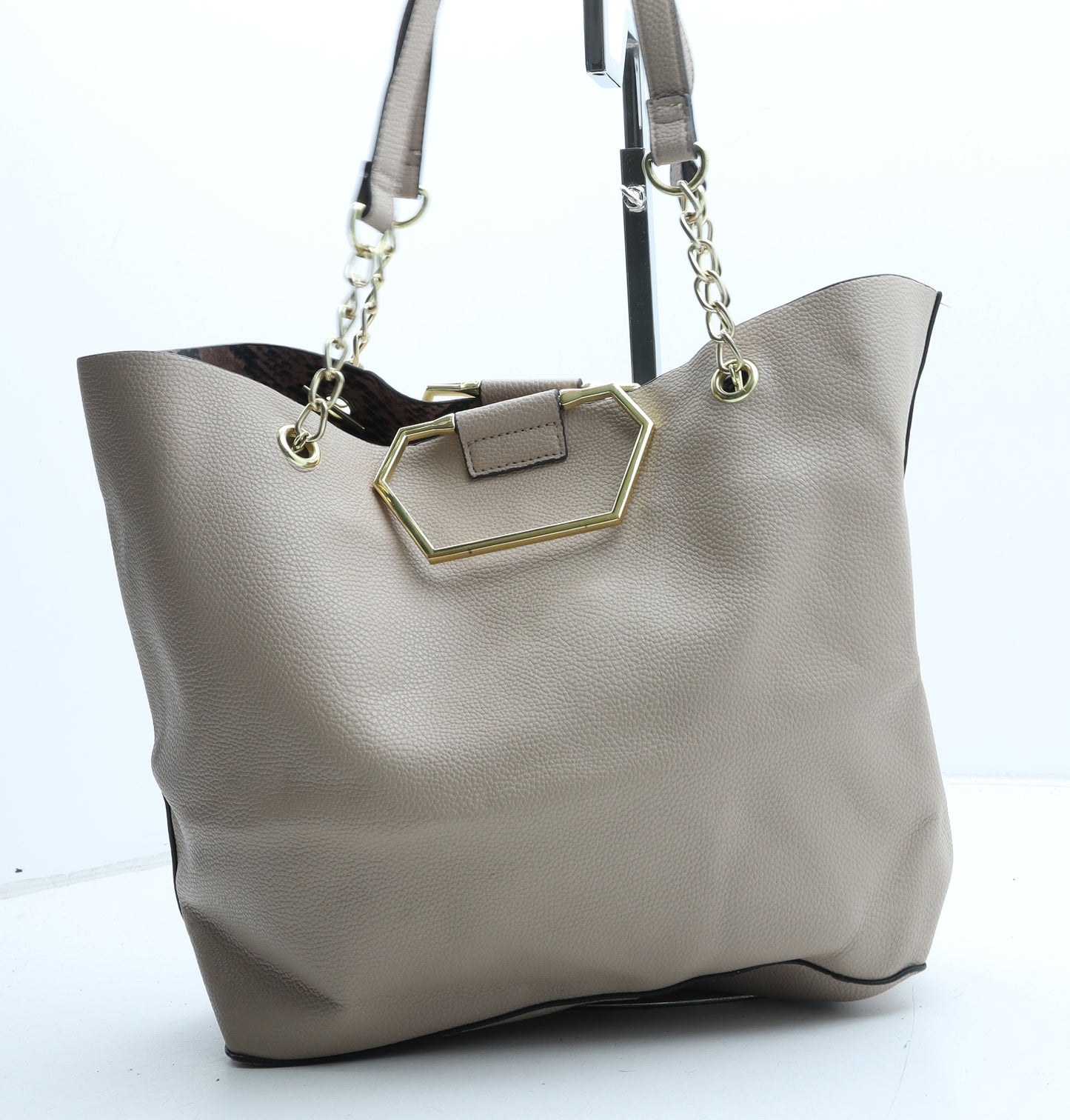 Peacocks Womens Beige Polyurethane Tote Size Large