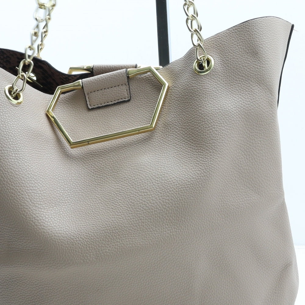 Peacocks Womens Beige Polyurethane Tote Size Large