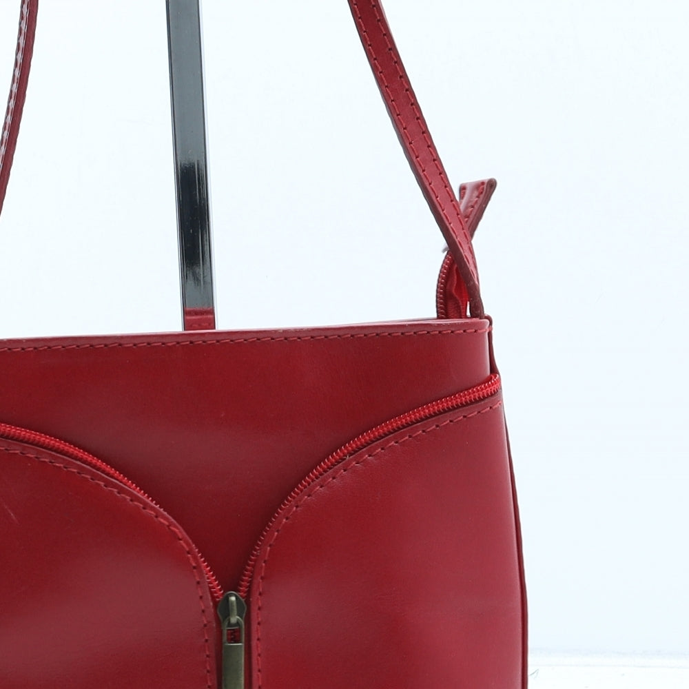 Vera Pelle Womens Red Polyurethane Crossbody Size Small