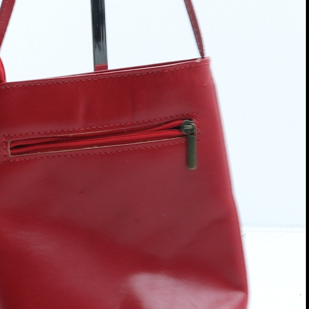 Vera Pelle Womens Red Polyurethane Crossbody Size Small
