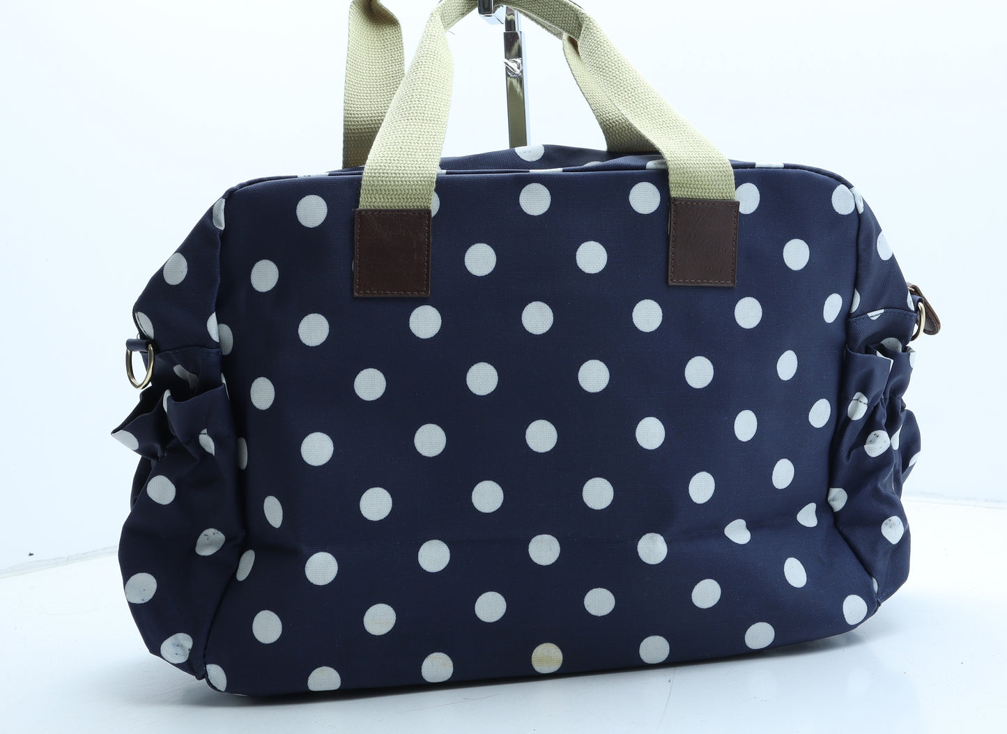 Preworn Womens Blue Polka Dot Polyurethane Duffle Size Large - Baby Changing
