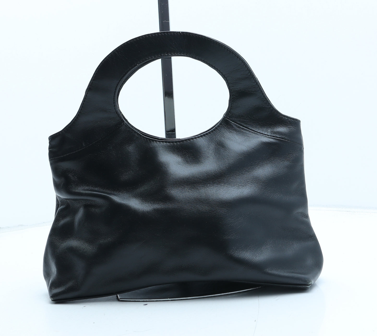 Preworn Womens Black Polyurethane Top Handle Bag Size Medium