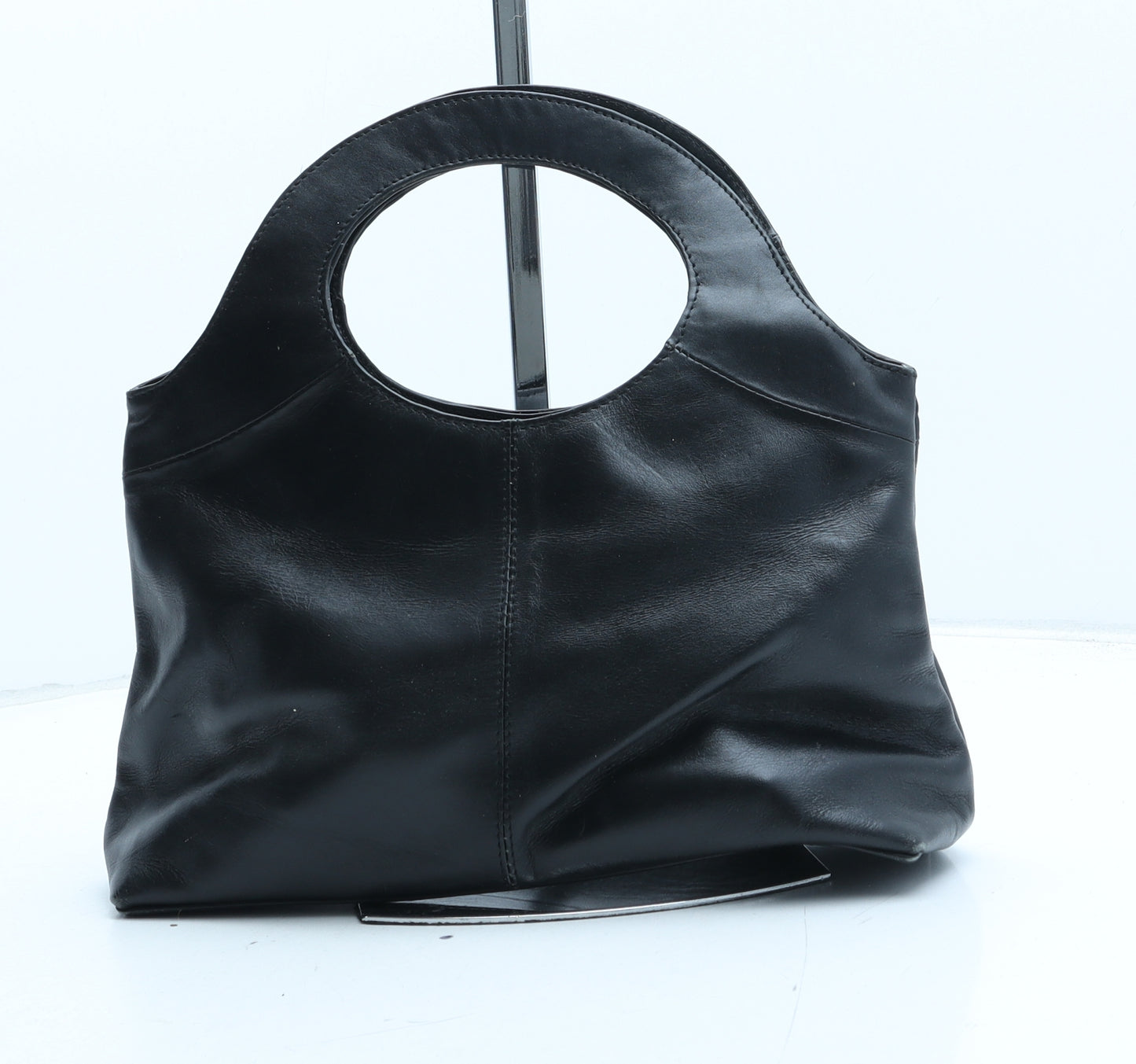 Preworn Womens Black Polyurethane Top Handle Bag Size Medium