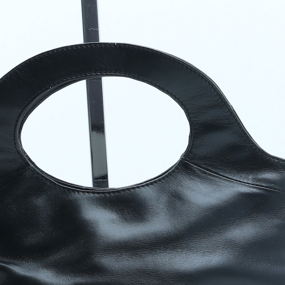 Preworn Womens Black Polyurethane Top Handle Bag Size Medium
