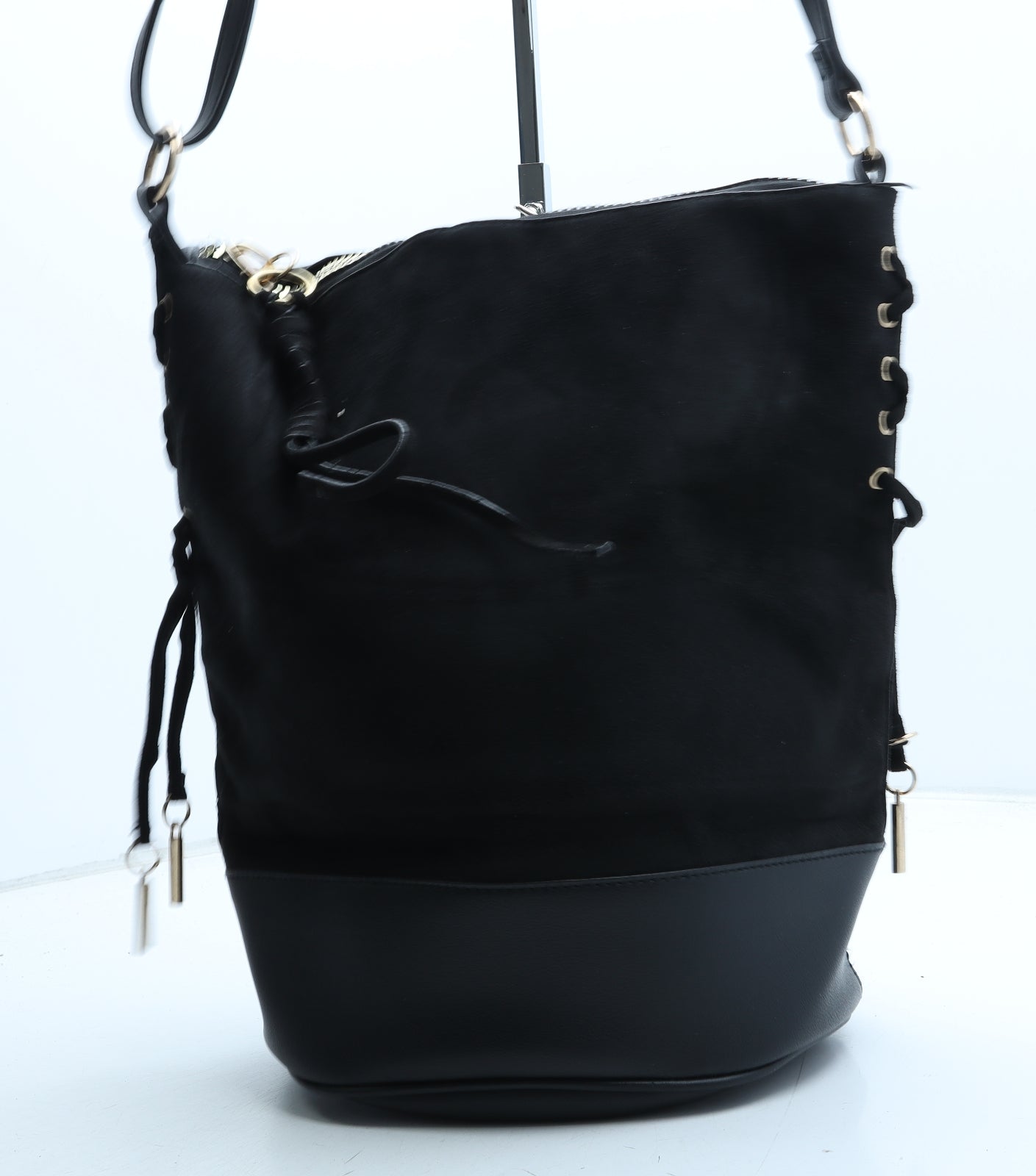 New Look Womens Black Polyester Bucket & Drawstring Bag Size Large