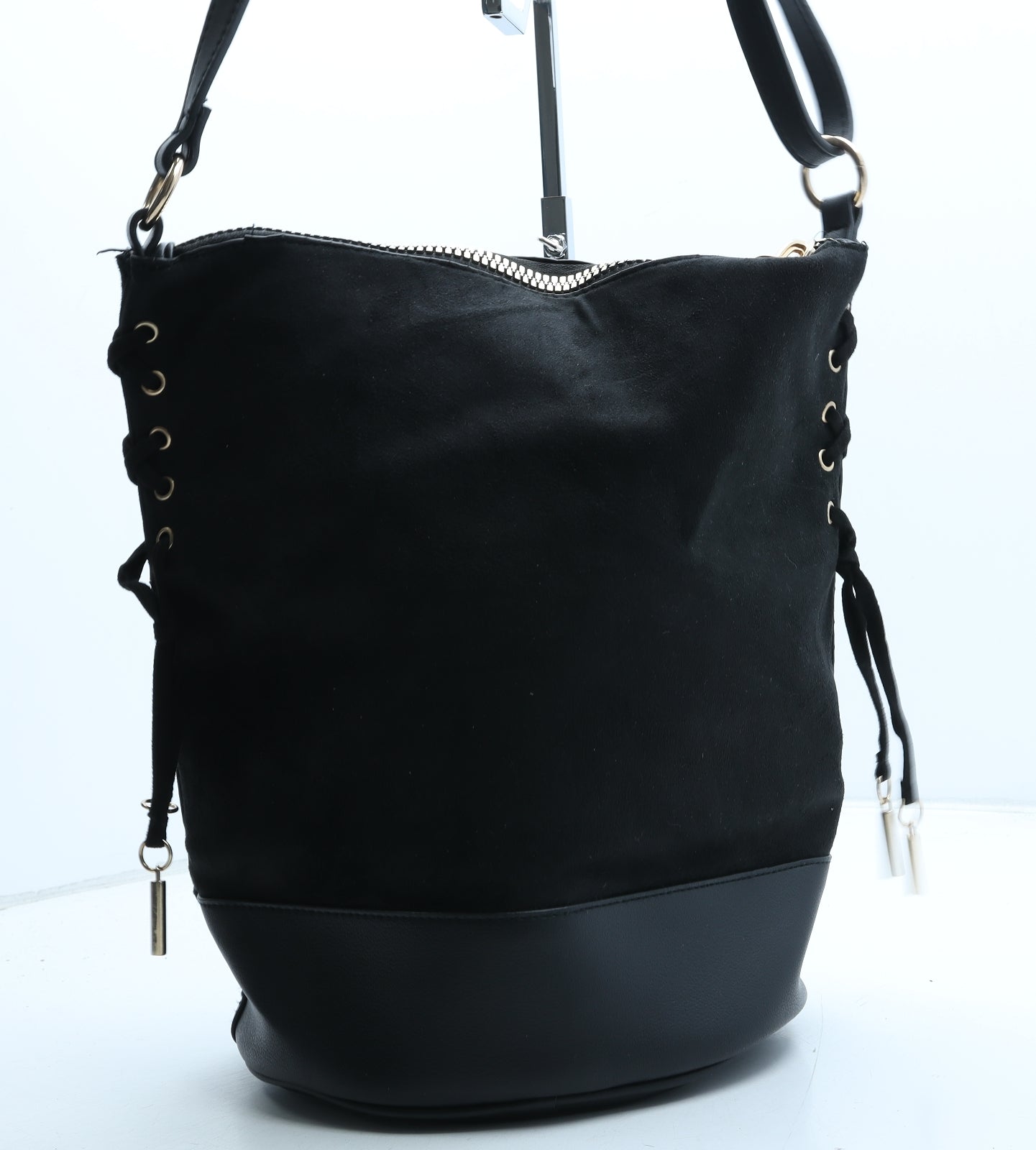 New Look Womens Black Polyester Bucket & Drawstring Bag Size Large