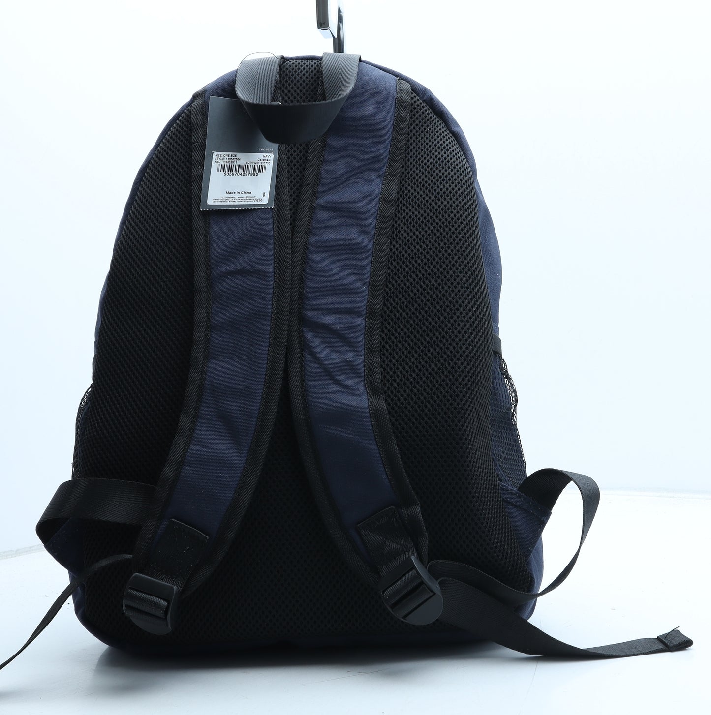 TU Mens Blue Polyester Backpack Size Medium