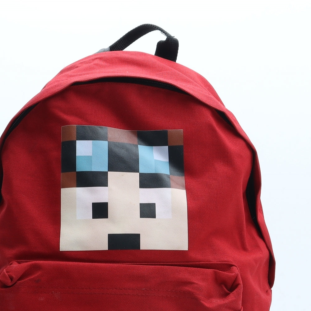 Bag Base Unisex Kids Red Polyester Backpack Size Large Zip - Minecraft