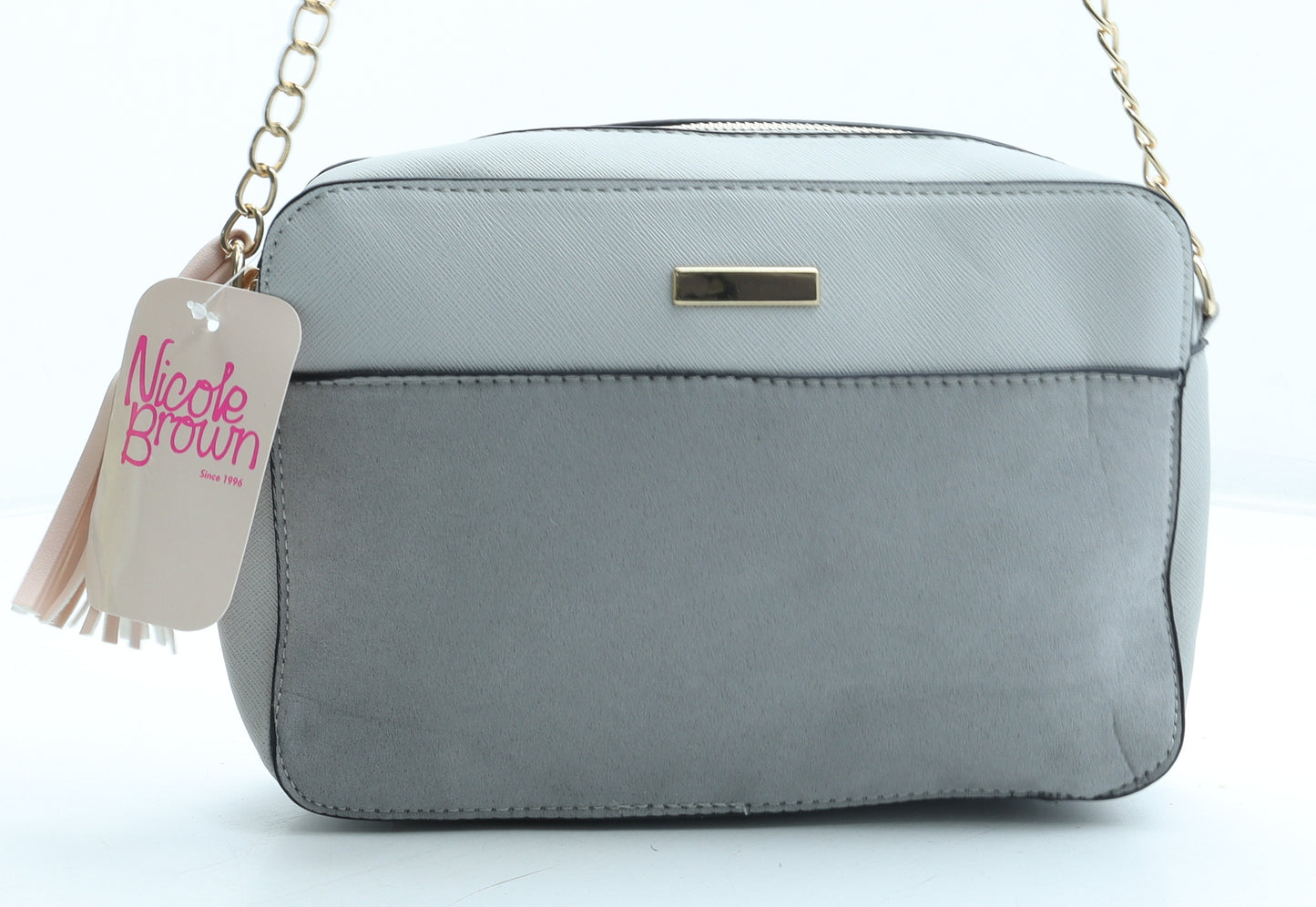 Nicole Brown Womens Grey Polyester Crossbody Size Small