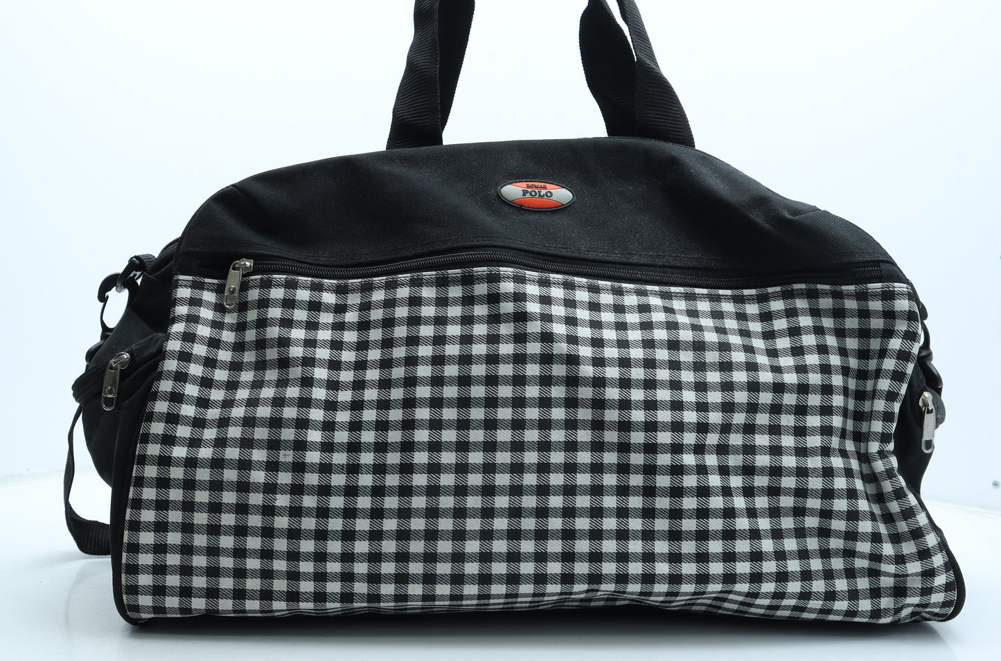Romar Polo Mens Black Check Polyester Duffle Size Large