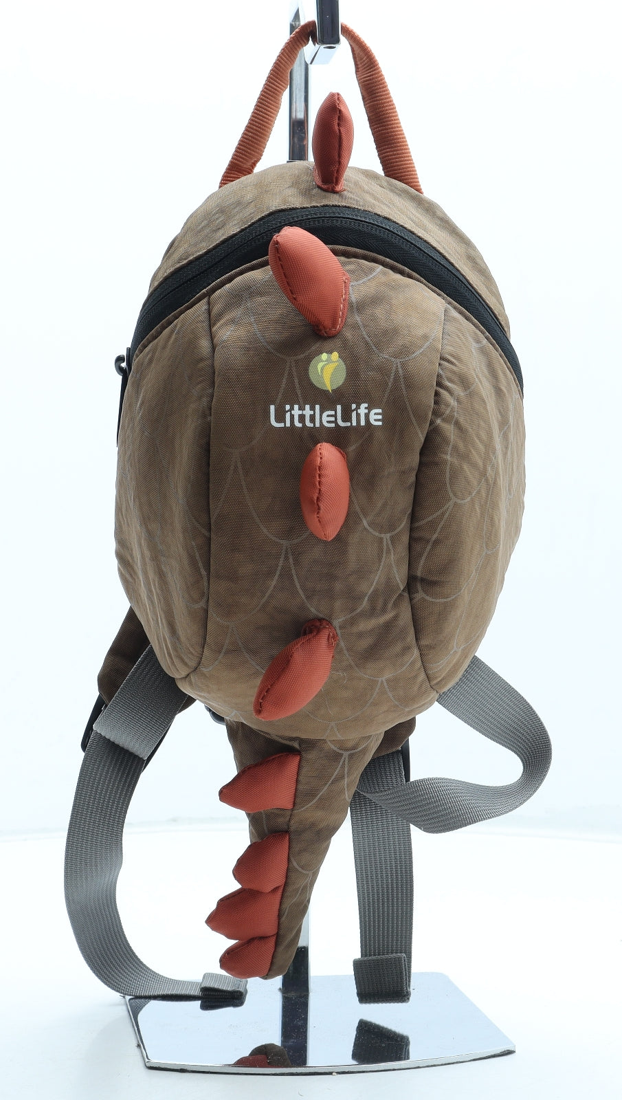 LittleLife Boys Brown Polyester Backpack Size Small Zip - Dinosaur Reins included