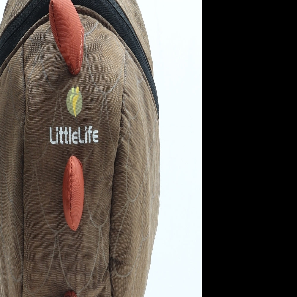 LittleLife Boys Brown Polyester Backpack Size Small Zip - Dinosaur Reins included