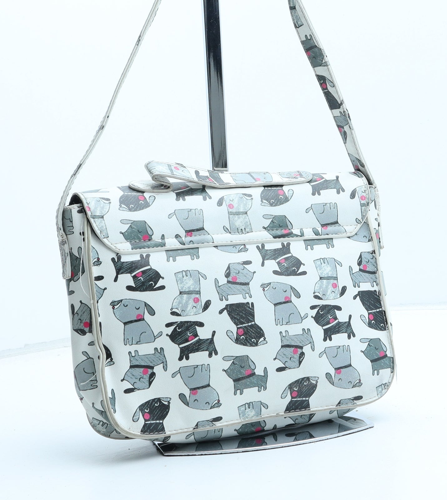 George Womens White Geometric Polyurethane Crossbody Size Small - Dog