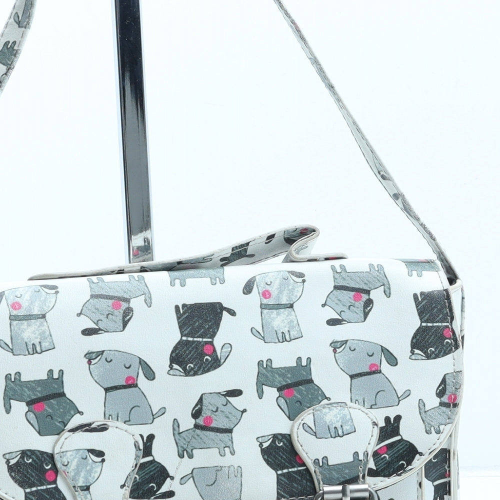 George Womens White Geometric Polyurethane Crossbody Size Small - Dog